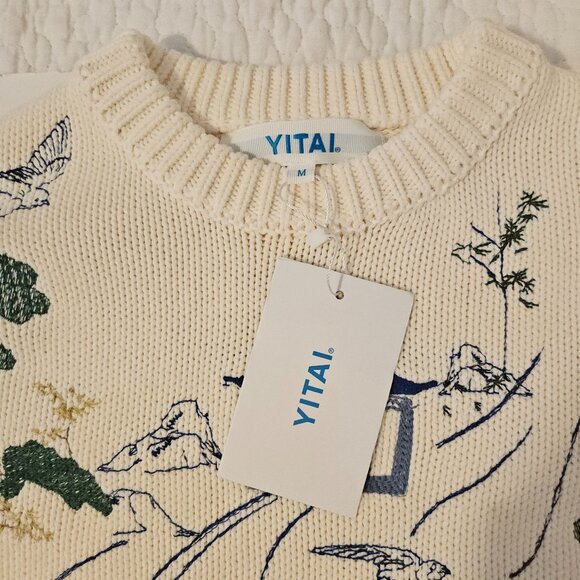 [NWT] YITAI Porcelain Garden Embroidery Sweater - Picture 6 of 11